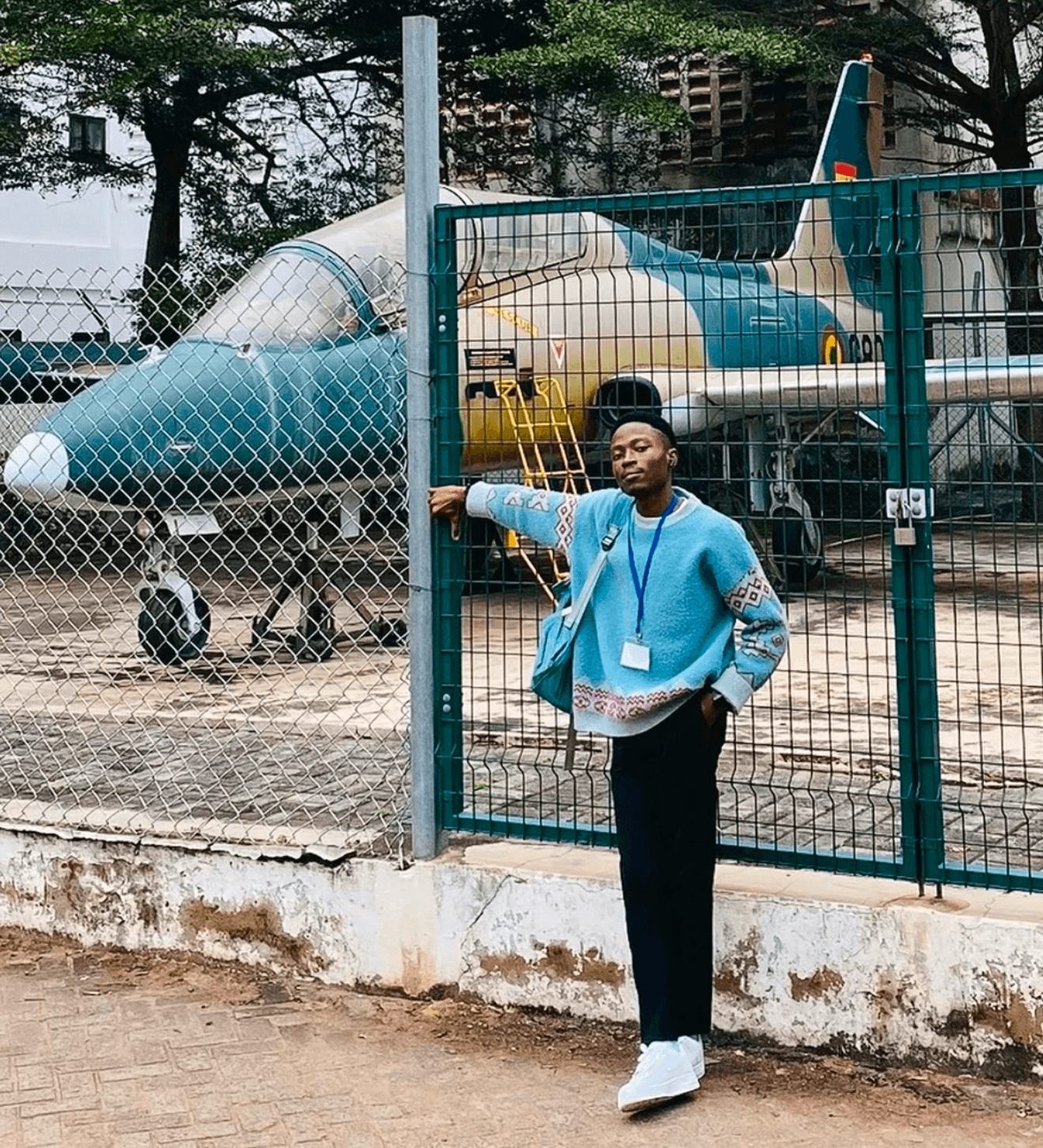 Gbolabo Adekunle at an airfield in Accra